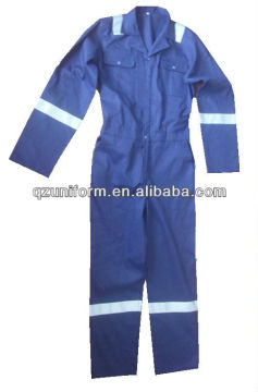 mens button-front navy blue flame retarded coveralls with reflective tapeSLC132
