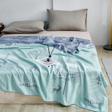 Summer Cool Soft Blankets For Beds Thin Breathable Gauze Cotton Blanket Dandelion Pineapple Leaf Pattern Adult Kid Towel Blanket