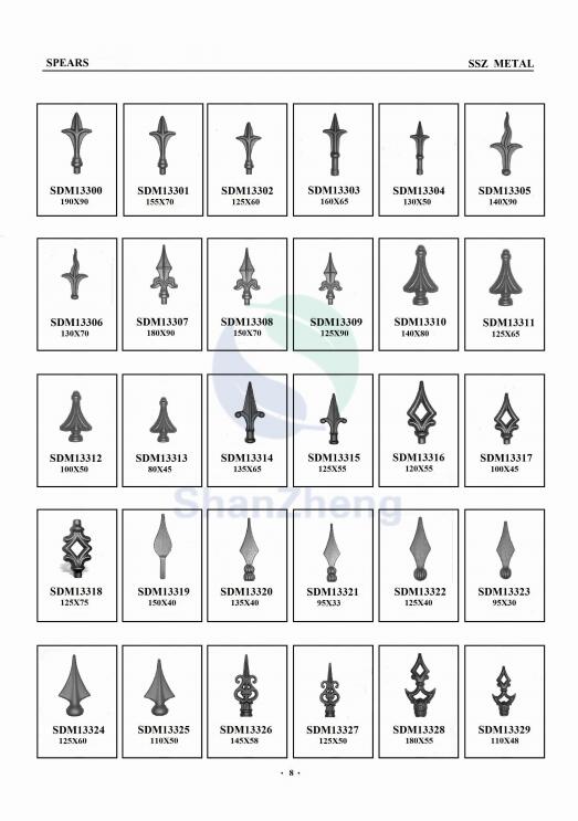 Decorative-cast-iron-spear-top-arrowheads for Wrought iron fence or Wrought iron gate