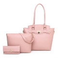 Sweet color 3pcs leather lady hand bag