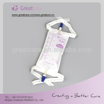 PVC urine leg bag with outlet