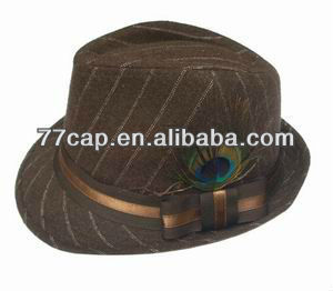 polyester /cotton checkered short brim trilby Fedora summer Hat