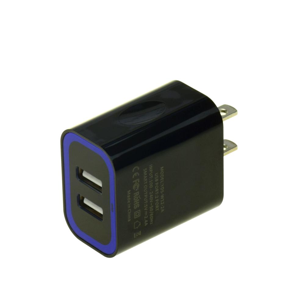 12W USB شاحن الهاتف أسود USB الجدار محول