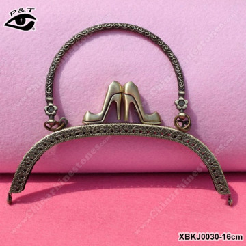 Vintage Bronze Sew in Kiss Lock Metal Purse Frame for Leather handbag Handle 16CM