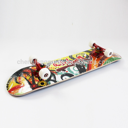 31x8" Adult sport wood concave skateboard with red truck
