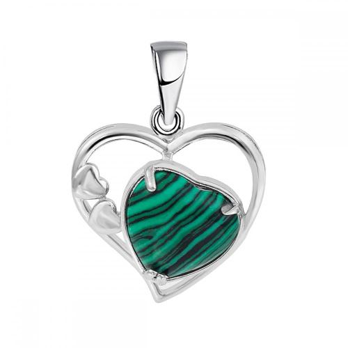 Malachite Love Heart Birthstone Pendant Gemstone Necklaces for Women