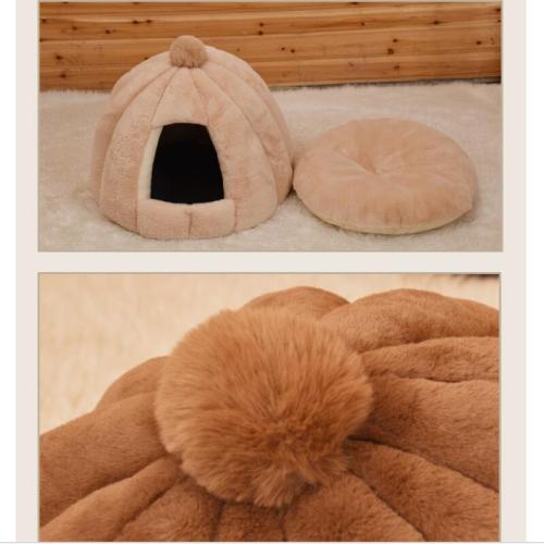 Round and semi-enclosed cat's nest kennel litter cushion