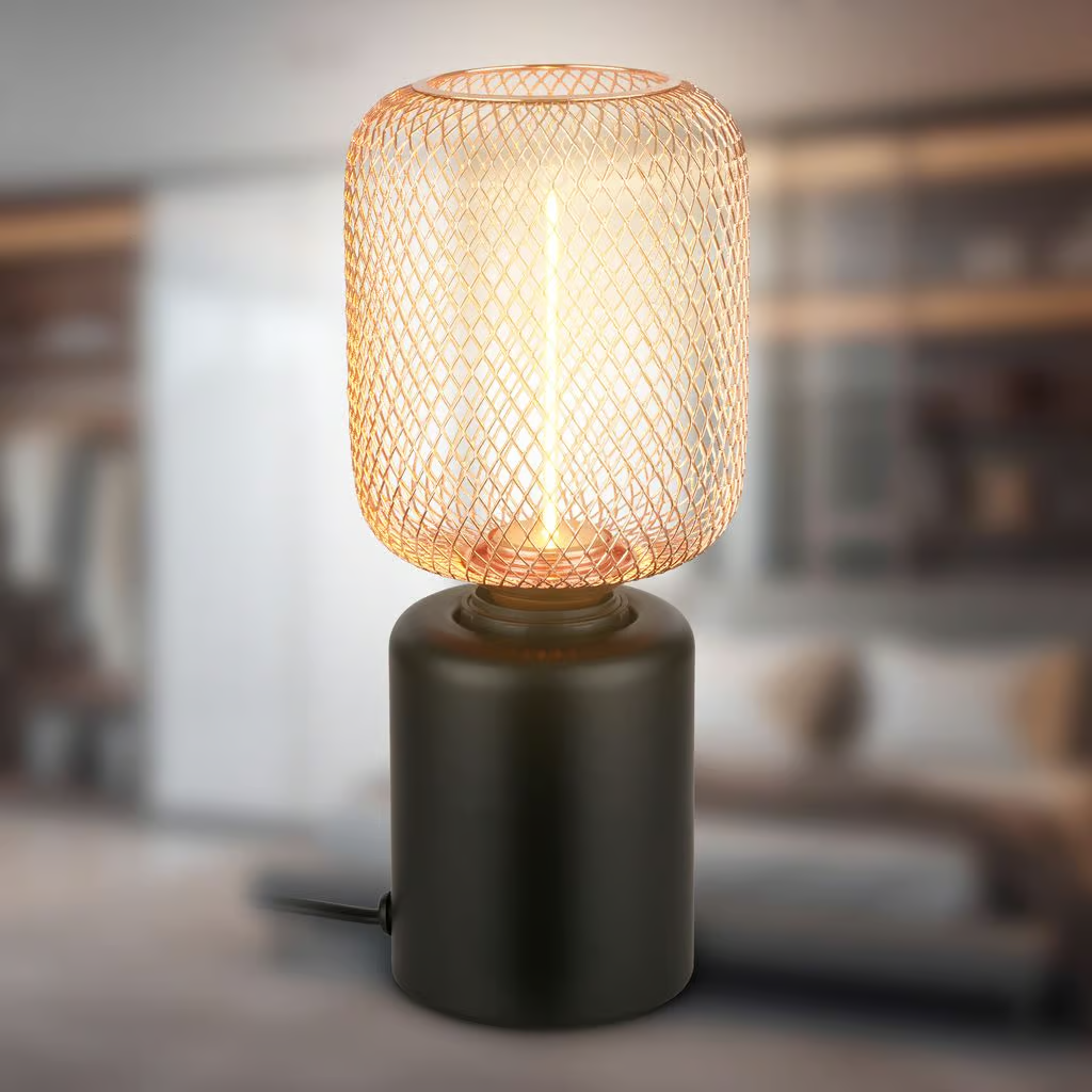 Modern E27 Wire Mesh Table Lamp with Switch Black (11) Modern E27 Wire Mesh Table Lamp with Switch Black (11)