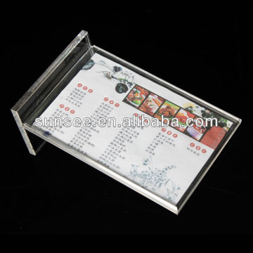 Clear rectangle acrylic menu display stand