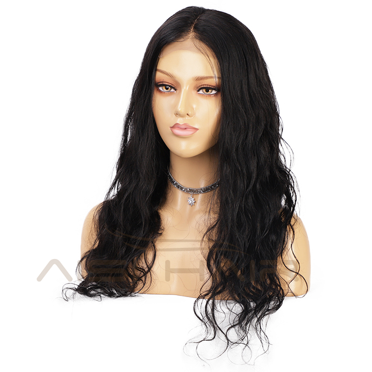 Aisi Hair 22 Inch 100% Brazilian Human Hair Natural Black Wig Long Wavy Swiss Lace Wig Wholesale Front Lace Wigs For Black Women