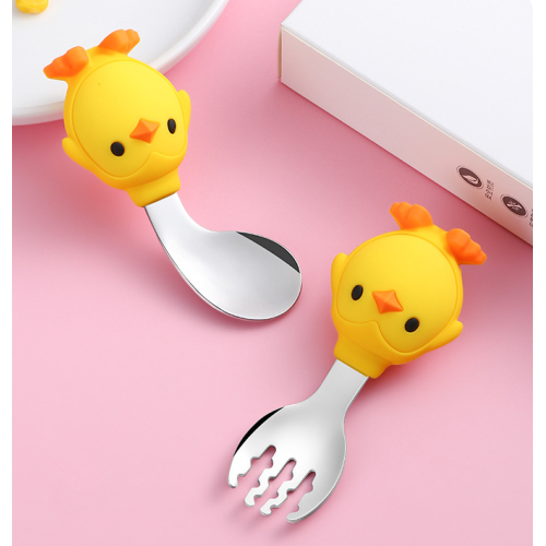Custom Penguin Toddlers Silicone Stainless-steel Spoon Fork