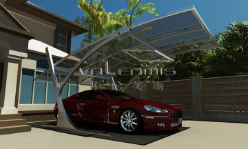 Polycarbonate cantilever carport with aluminum carport