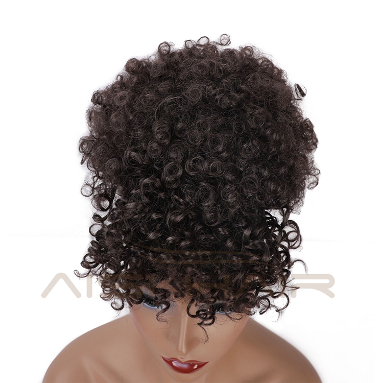 Aisi Hair Hot Selling Afro Puff Short Kinky Curly Drawstring Ponytail Bun With Bangs Synthetic Ponytail Updo Hair Extensions