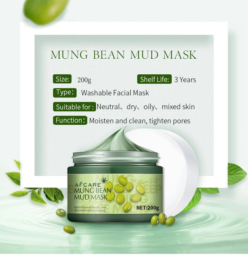 Deep Clean Replenishment and Oil Control Acne Remove Blackheads Shrink Pores Mung Bean Clay Mask