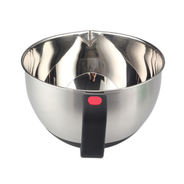 Stainless steel salad bowl with close handle
