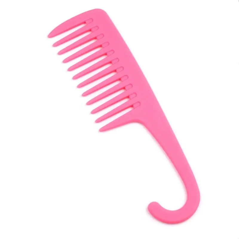 4 Colors Plastic Wide Tooth Comb with Hook