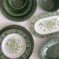 Francuska zabytkowa ceramiczna zastawa stołowa Mary Dark Green