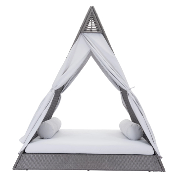 Luxury Shaded Outdoor Poolside Rattan Wicker Daybed - Gray