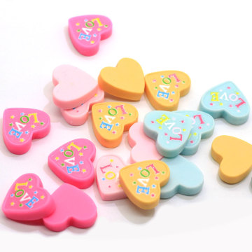 Romantic Resin Heart Cake Letter Love Flatback Cabochon Artificial Food Craft Bead Scrapbook Diy Accessory Girls Hairclip Parts