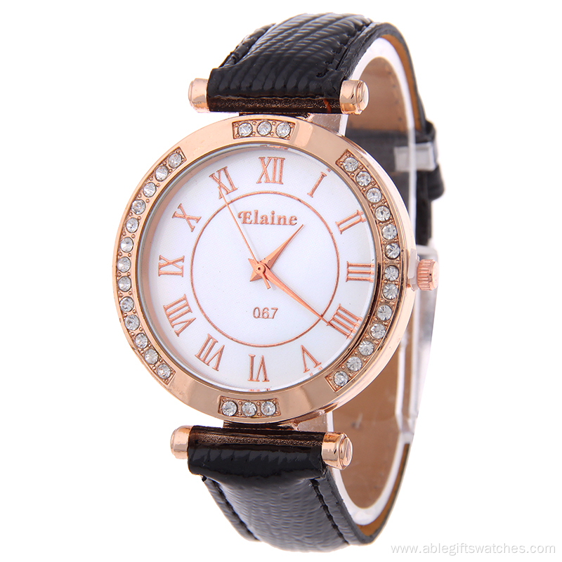 Roman Dail Leather Watch For Ladies