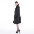 Black striped cashmere overcoat with belt