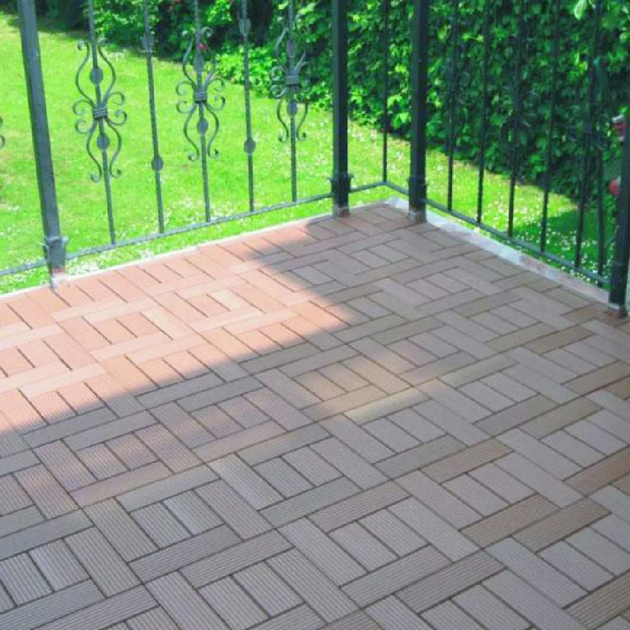 Plastic Wood Composite WPC Deck Tiles DIY Interlocking Balcony Tiles