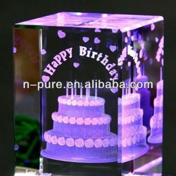 Etched 3D Laser Crystal Light Base for Birthday Gifts