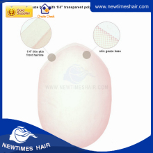Skin gauze with poly hair replacement system toupee