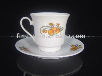 new bone china coffee cup and saucer with flower printing