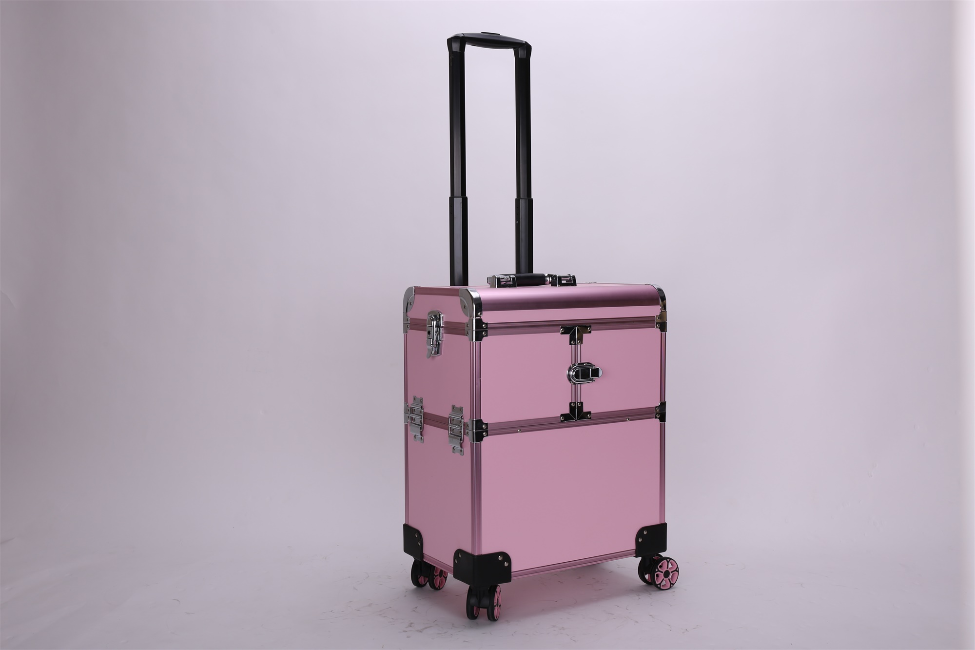 New Makeup Artist Aluminum Cosmetic Case Desktop With Wheel Rolling Nails Makeup Toolbox Trolley Beauty Case