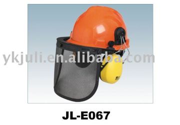 CE face shield visor safety helmet and ear muff set