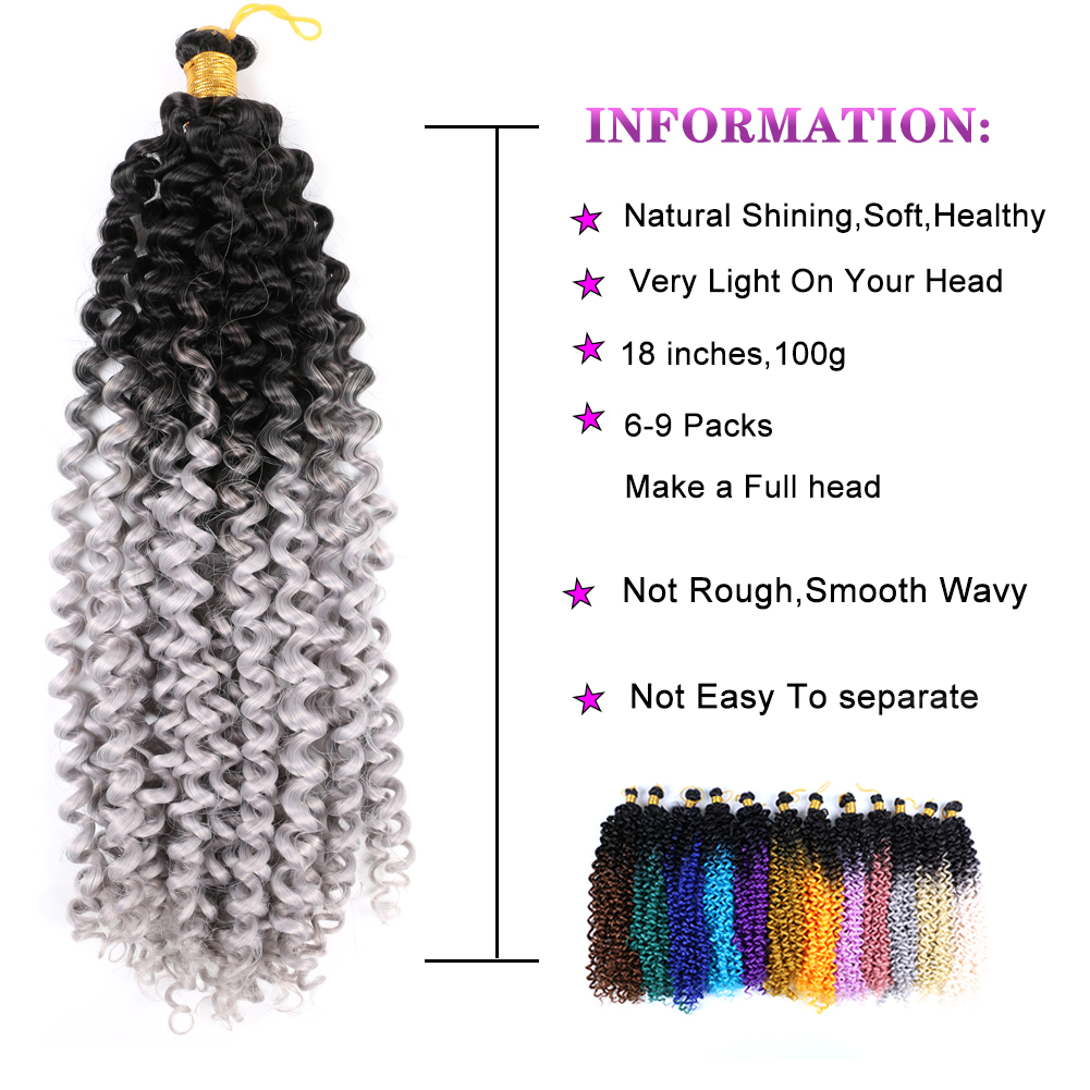 Hot sell wholesale 14inch -18inch 100g  deep twist crochet hair freetress water wave hair ombre braiding hair