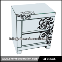 Flower Decorative Mirrored 2 Drawers Bedroom Furniture Bedside Table Nightstand