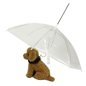 Portable Transparent Walking Small Dog Cat Pet Umbrella With Chain Keep Dry In Rain Outdoor Gear Tool transparent PE umbrella