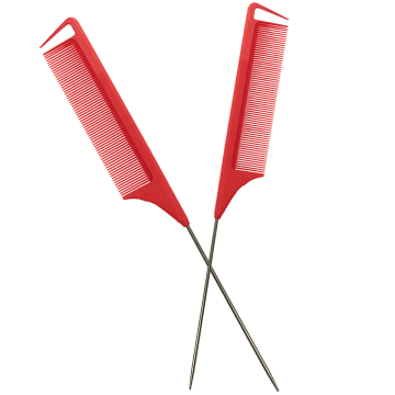 sharp-toothed rat tail comb for separating hair.