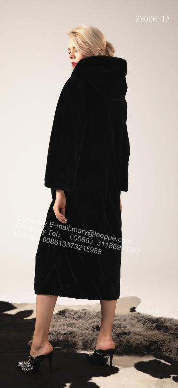 Long Women Hooded Kopenhagen Mink Coat