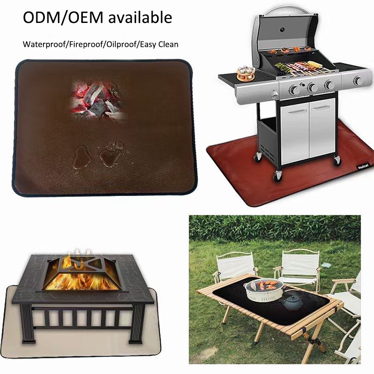 Under Grill Mat for Grill 38x65in Anti-Slip BBQ Mat Reusable Double-Sided Fireproof Grill Pad Fireplace Oil-Proof Waterproof Mat