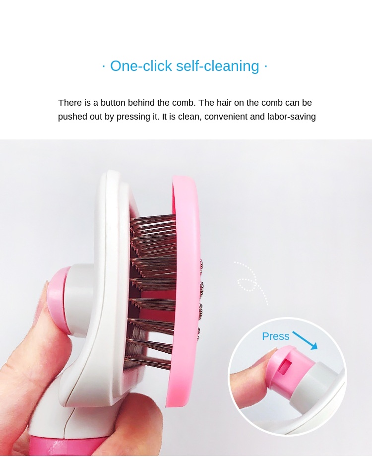 Pet Hair Removal Comb Dog Comb Self-Cleaning Steel Needle Comb One-Button Cleaning Automatic Hair Removal Cat Brush