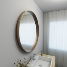 Custom Aluminum Alloy Large Round Deep Frame Gold Mounted Bathroom Wall Hanging Mirror