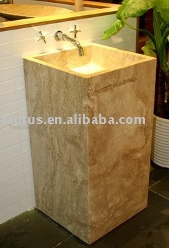 Bathroom Pedestal Sinks--Lautus Marble Bathroom Pedestal Sinks (Antique Forest)
