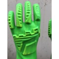 Green TPR impact gloves with TPR on hand back