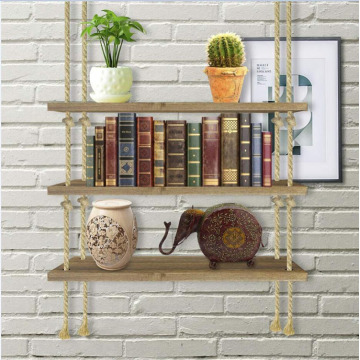 Home Decor Wall Hanging Shelf Rack With Rope