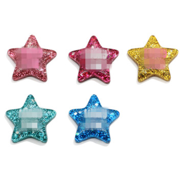 Hurtownie Kawaii Brokat Lucky Star Rzemiosło Żywiczne Flat Back Stars Cabochons na spinka do włosów Spinka do włosów DIY Craft Jewelry Decoration