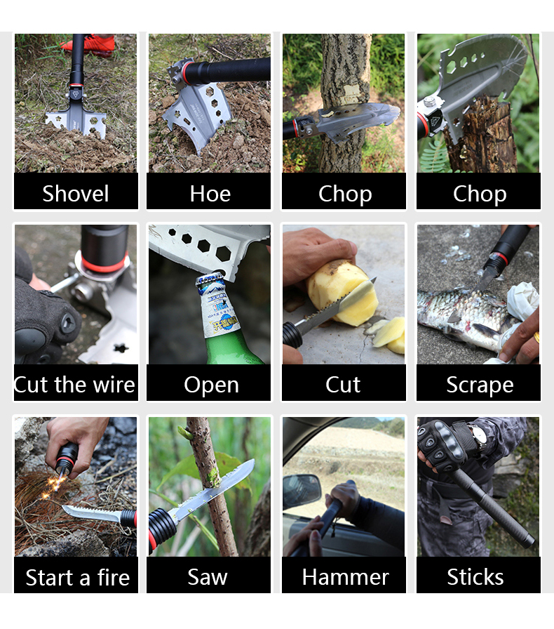 Factory supply ice shovel Emergency Portable multi-function mini shovel with handle Folding Shovel with outdoor