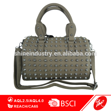 Studded Acccent Top Handle Pillow Bag
