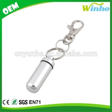 Winho Aluminum Cylinder Shaped Pill Tablet Case with Lobster Hook