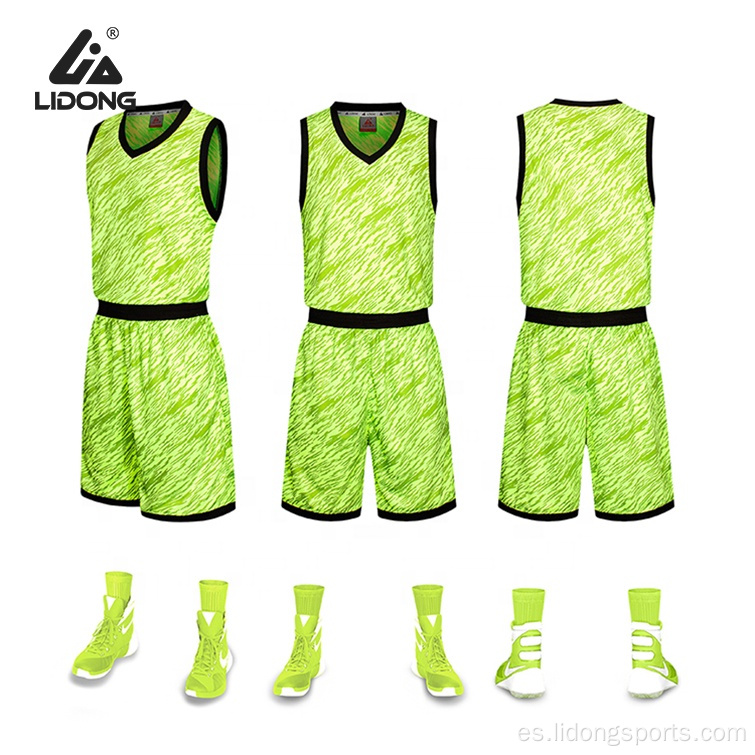 Diseño sublimado Uniforme de baloncesto de camuflaje verde