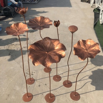 Garden decor metal iron lotus artwork for sale