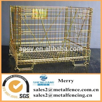 collapsible wire mesh rolling metal turnover container cage