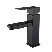 Black Square Deck-Mounted Basin Sink Faucet - Hot & Cold Mixer Bathroom Tap Single Handle
